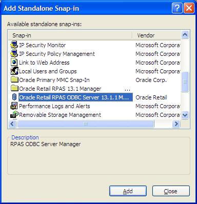 Add Standalone Snap-in Dialog Box