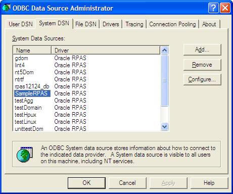 ODBC Data Source Administrator Dialog Box