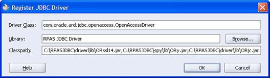 Register JDBC Driver Dialog Box