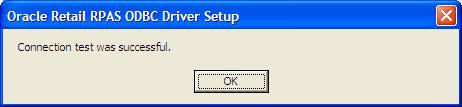 Driver Setup Dialog Box-Success Connection