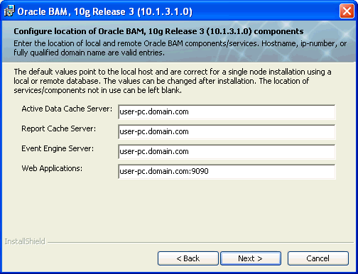 Configure location of Oracle BAM step