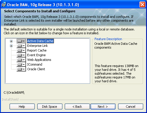 Select Components to Install and Configure step