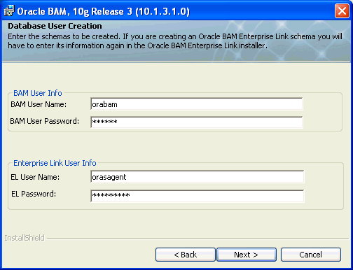 Database User Creation step