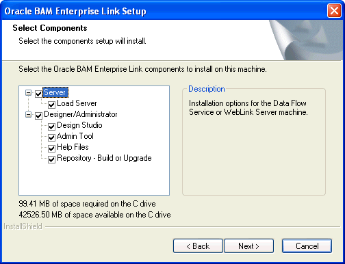 Select Components step