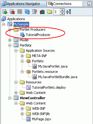 TutorialProducer in the Applications Navigator
