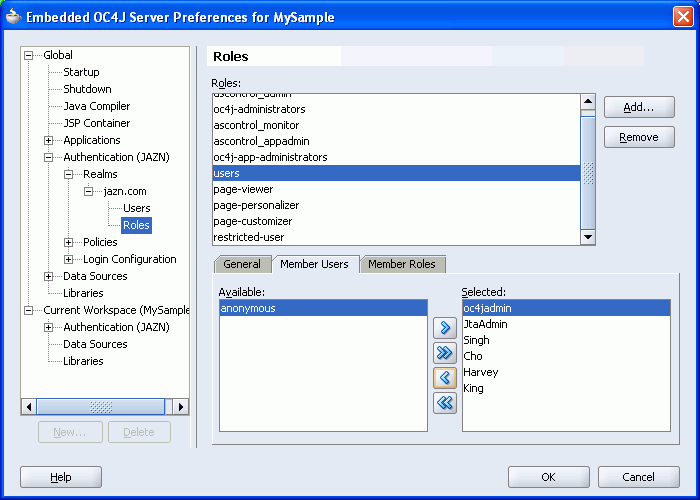 Assigning Members to the Users Role