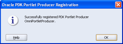 Successfully Registered PDK Portlet Producer