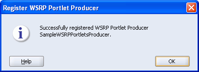 Successfully Registered WSRP Portlet Producer