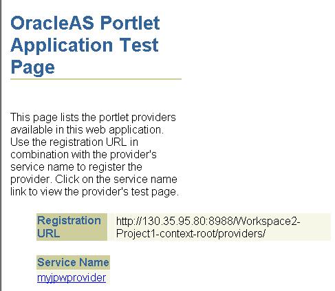 Shows portlet application test page.