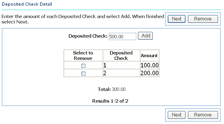 Deposited Check Detail