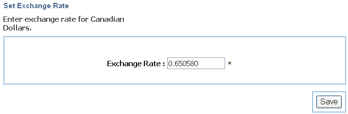 Set Exchange Rate screen