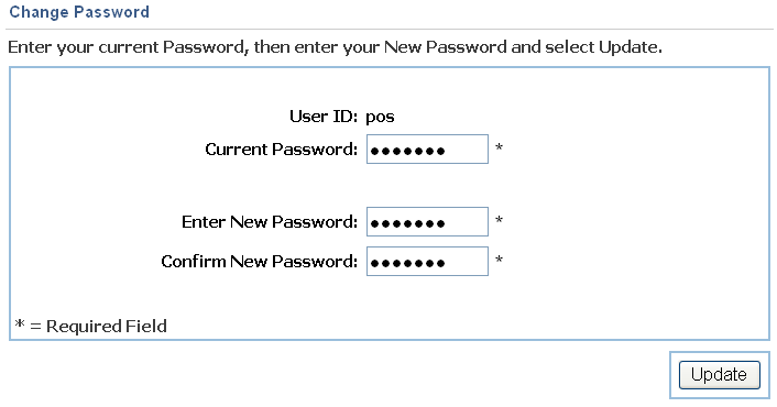 Change Password screen