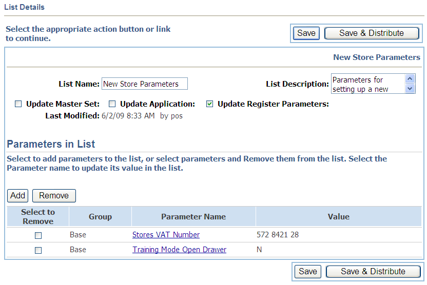 List Details screen