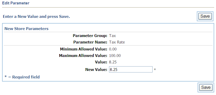 Edit Parameter screen
