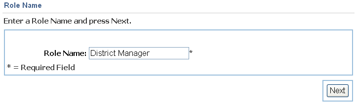 Role Name screen