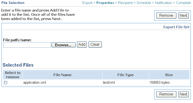 File Selection screen