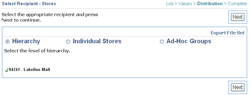 Select Recipient - Stores screen
