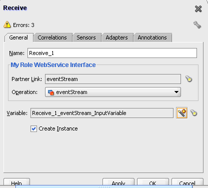 This screen shows the Edit Receive dialog box