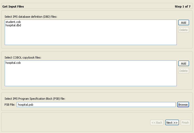 Files selected for import in Get Inputs screen