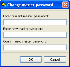 The Change Master Password Screen