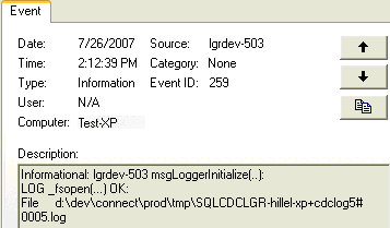 event properties dialog box