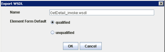 Export WSDL dialog box