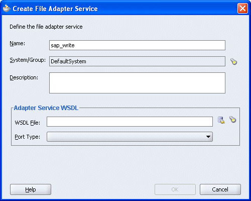 Create File Adapter Service dialog box