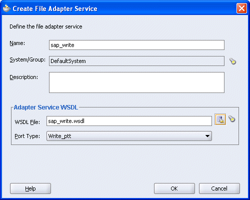Create File Adapter Service dialog box