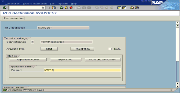 RFC Destination window