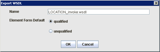 Export WSDL dialog box