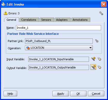 Edit Invoke dialog box