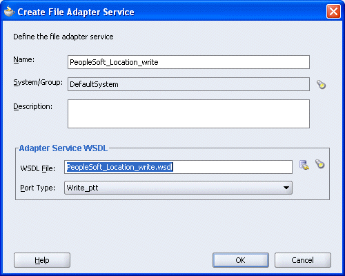Create File Adapter Service dialog box