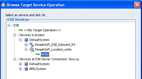 Browse Target Service Operation window