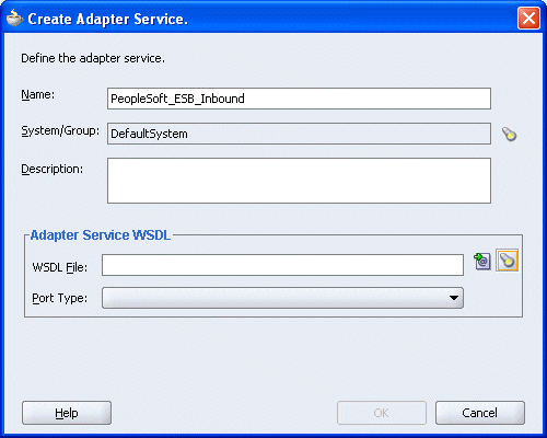 Create Adapter Service dialog box