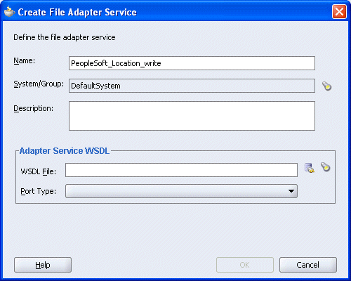 Create File Adapter Service dialog box