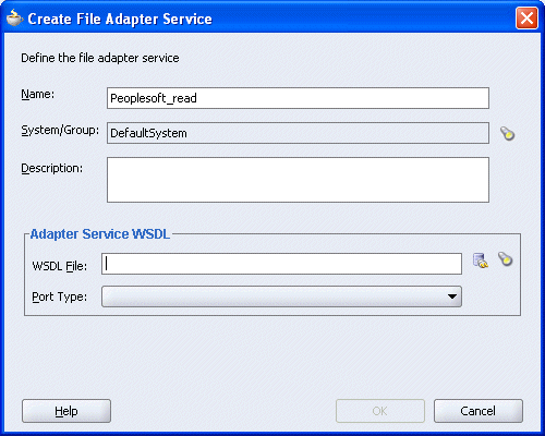 Create File Adapter Service dialog box
