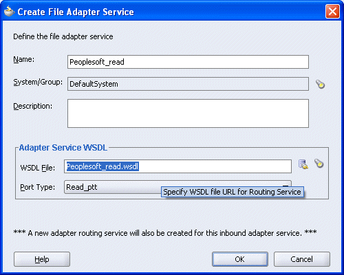Create File Adapter Service dialog box