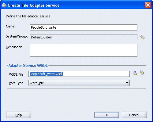 Create File Adapter Service dialog box