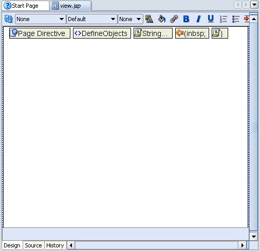 This image shows the Design view of View.jsp.