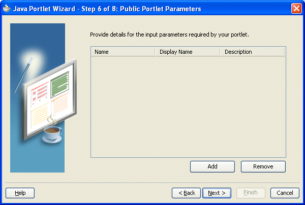 Shows Public Portlet Parameters page.