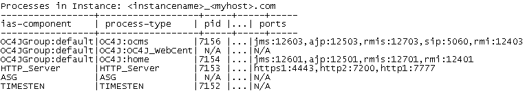 output of opmnctl status command