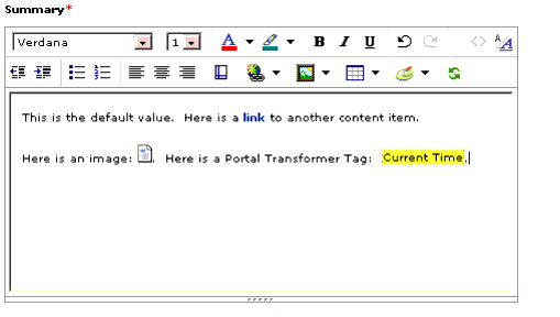 Long Text property type field as it appears in Content Item Editor