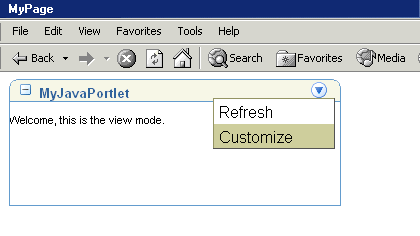 Customize option on MyJavaPortlet