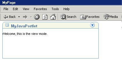 MyJavaPortlet in a browser