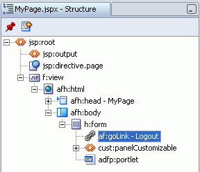 Logout Link in Structure Window