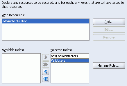 ADF Security Wizard - Role Selection for adfAuthentication