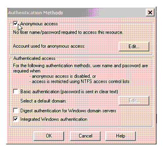Authentication Methods Dialog
