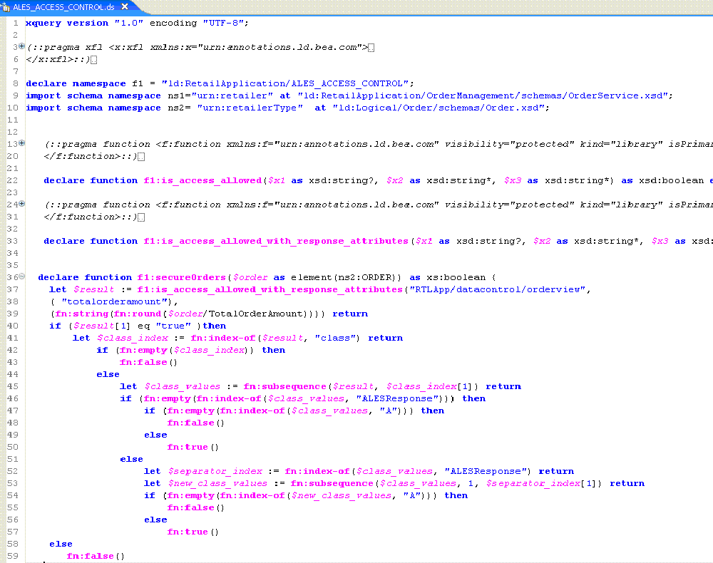 Security XQuery Function for ALDSP 3.0