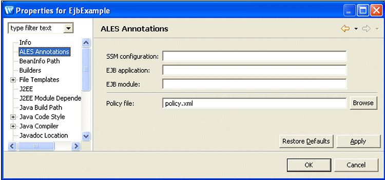 ALES Annotation Project Properties