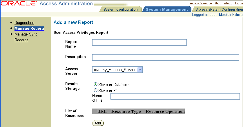 Image of add reports page.
